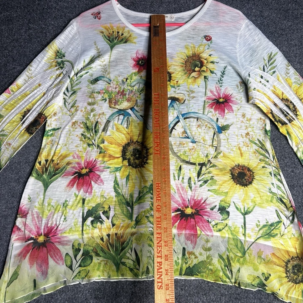 Jess & Jane Sunnyride Tunic Top Size Large Floral Nature Sheer - Picture 4 of 9